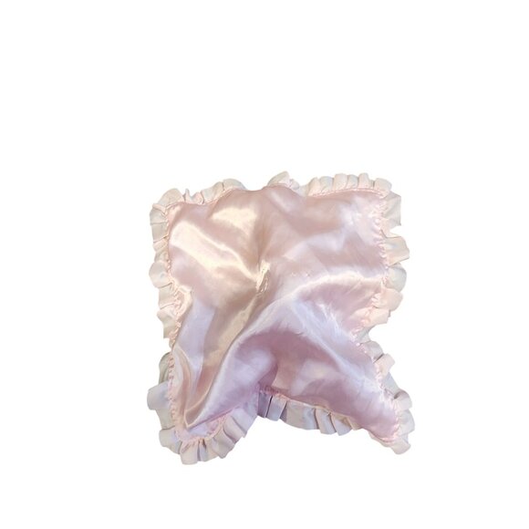 Pink Bunny Plush Baby Security Blanket W/ Satin Trim & "Adorable" Embroidery - Picture 3 of 3